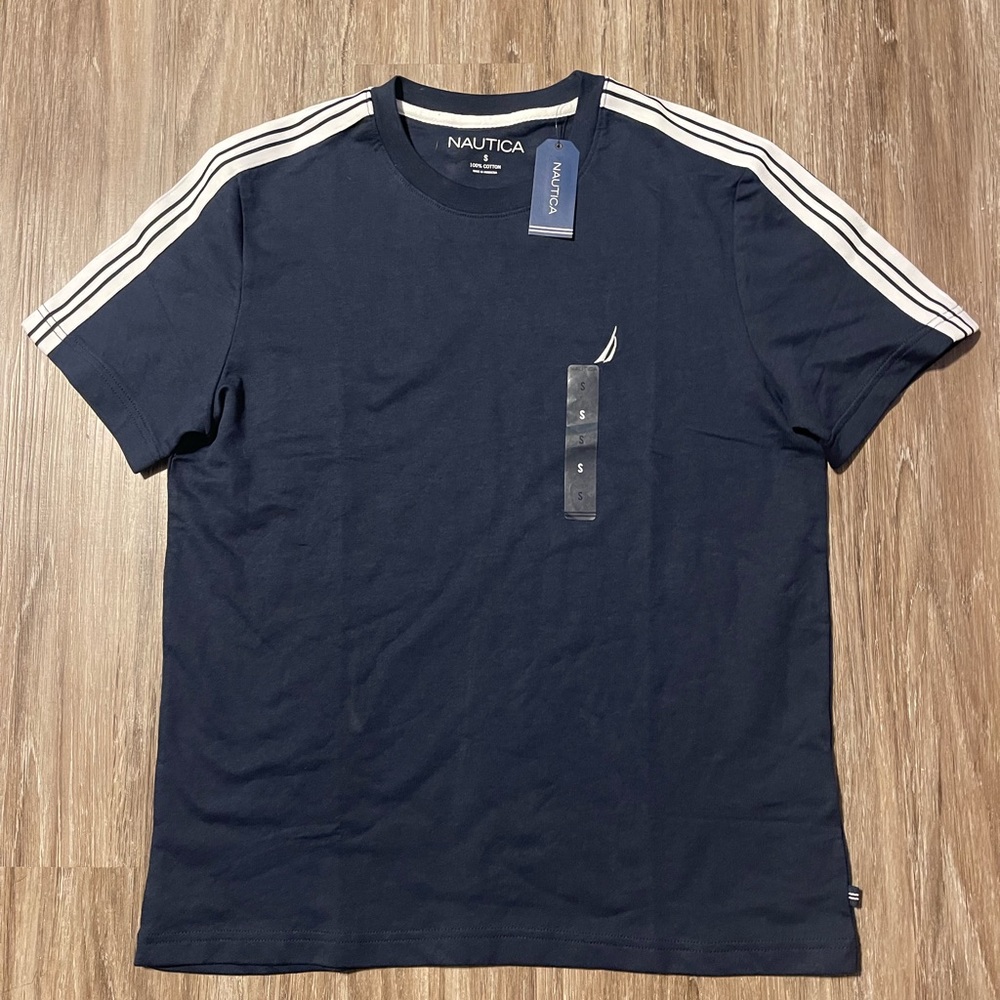 Nautica Striped Crewneck T-Shirt Color: Navy Size: 3